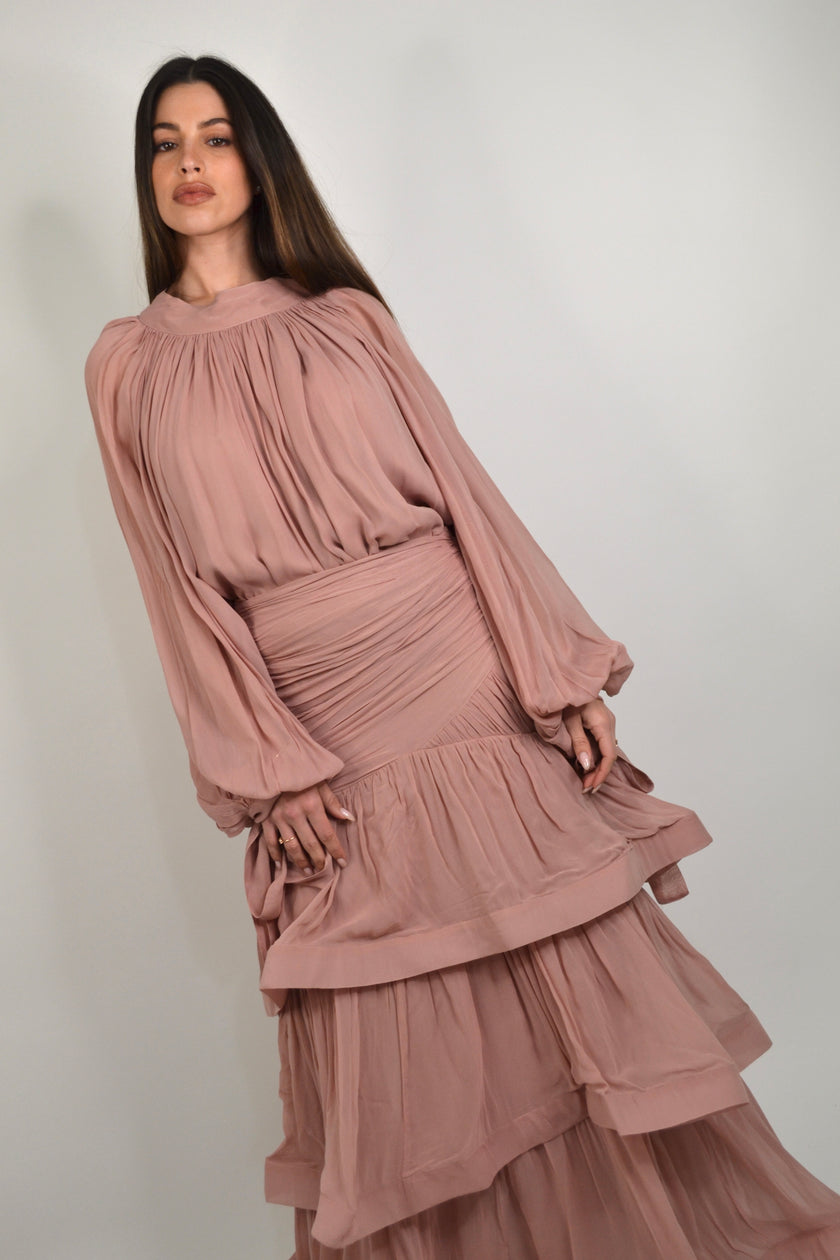 MALKA tiered elegance maxi skirt & top set