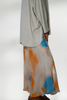 GRACE WATERCOLOR-PRINT SATIN MIDI SKIRT