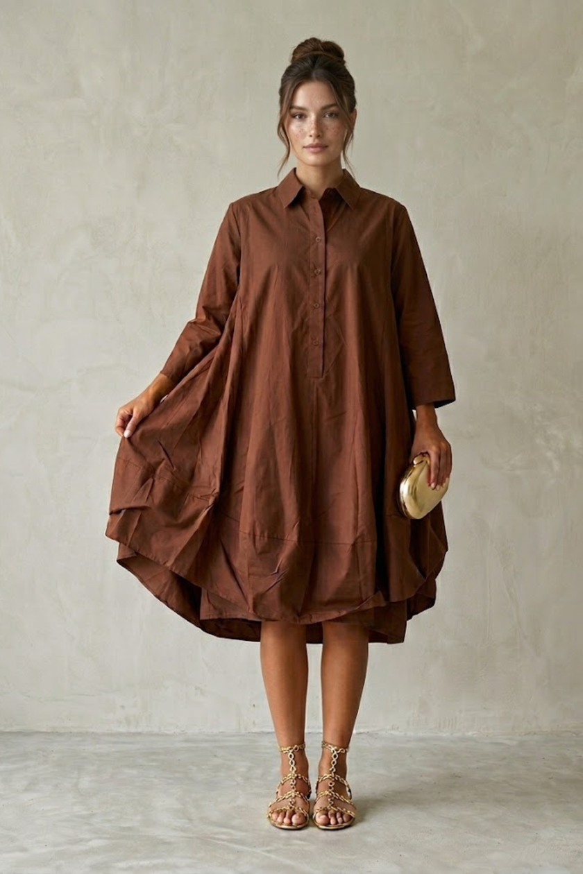 Ely Navy A-Line Shirt Dress