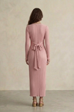 Vaina Pleated Maxi Dress with Tie-Waist