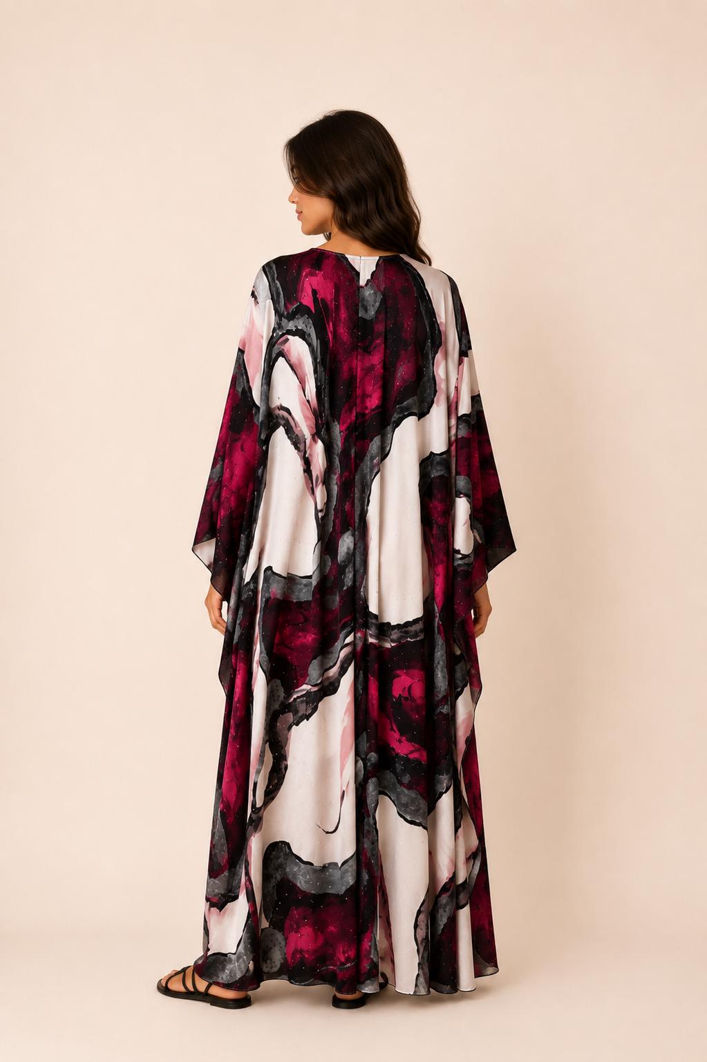 Reina Satin Kaftan Dress