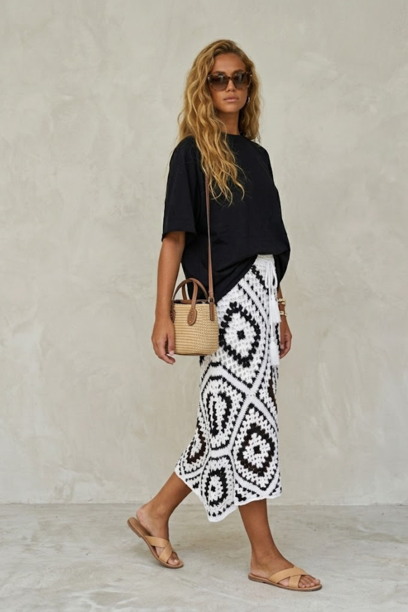 Chloe Crochet Midi Skirt