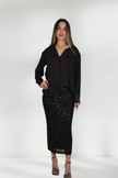 KELLY BLACK SEQUIN PENCIL SKIRT