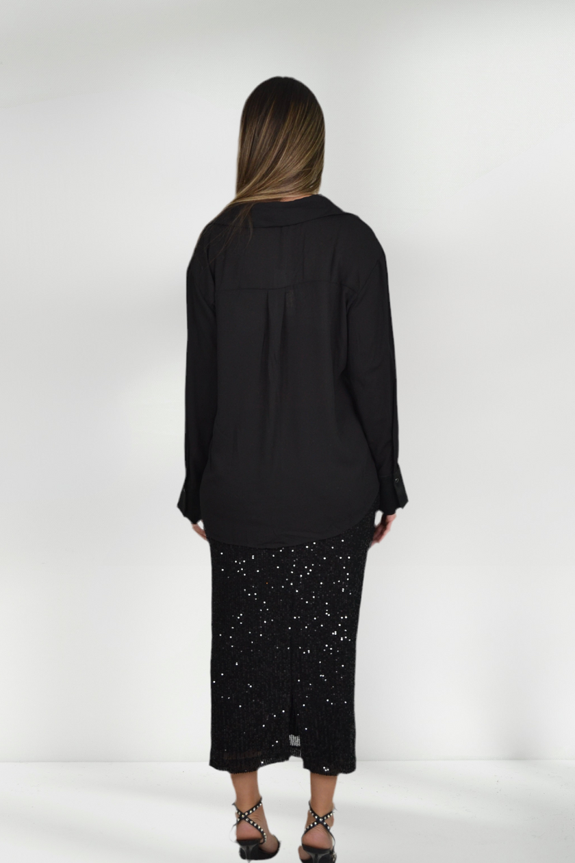 KELLY BLACK SEQUIN PENCIL SKIRT