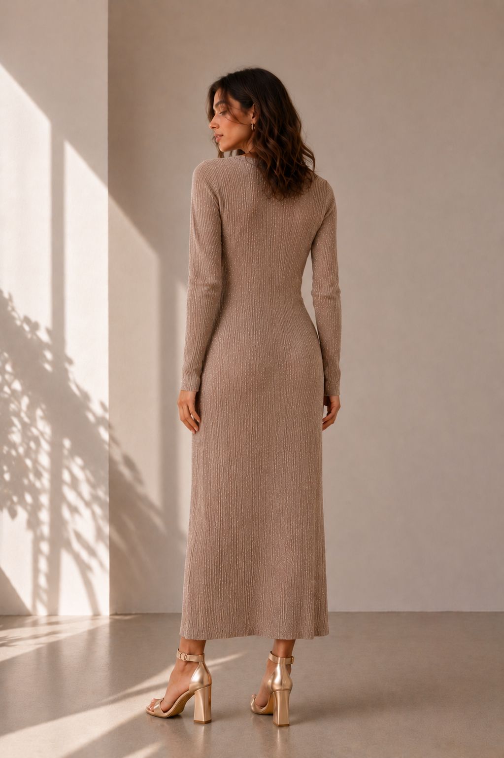 Victoria Dress – Ribbed Knit Buttoned Maxi Dress