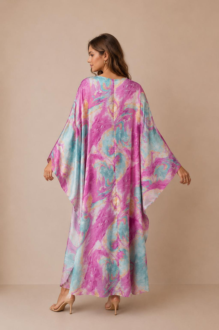 Reina Satin Kaftan Dress
