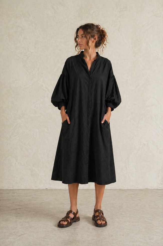Victoria Black Oversized Shirt Dress