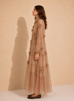 Thylane 3D Floral Chiffon Midi Dress