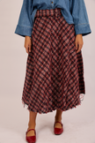 Camille Tweed Midi Skirt – Red Check