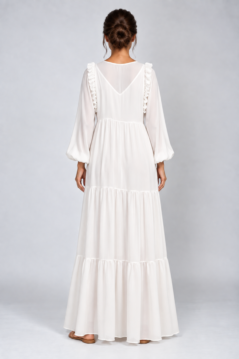 Solène Ruffle Trim Maxi Dress