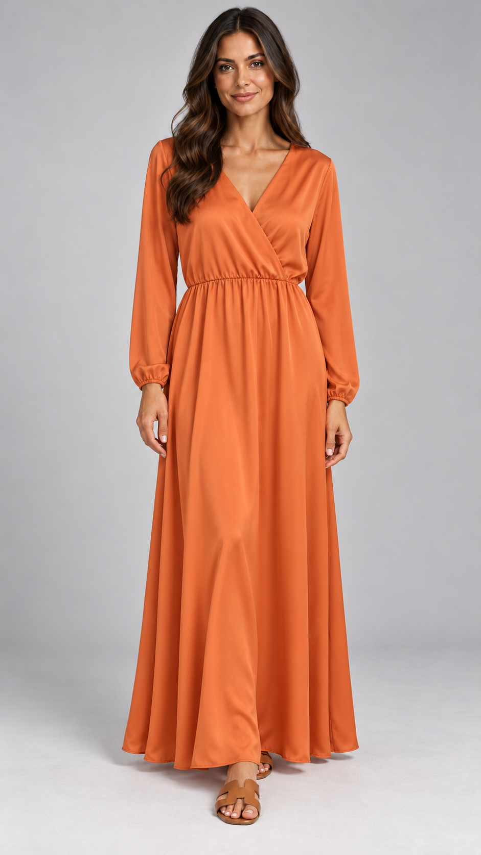 Talia Wrap Satin Maxi Dress