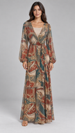 Odette Scarf Print Wrap Maxi Dress