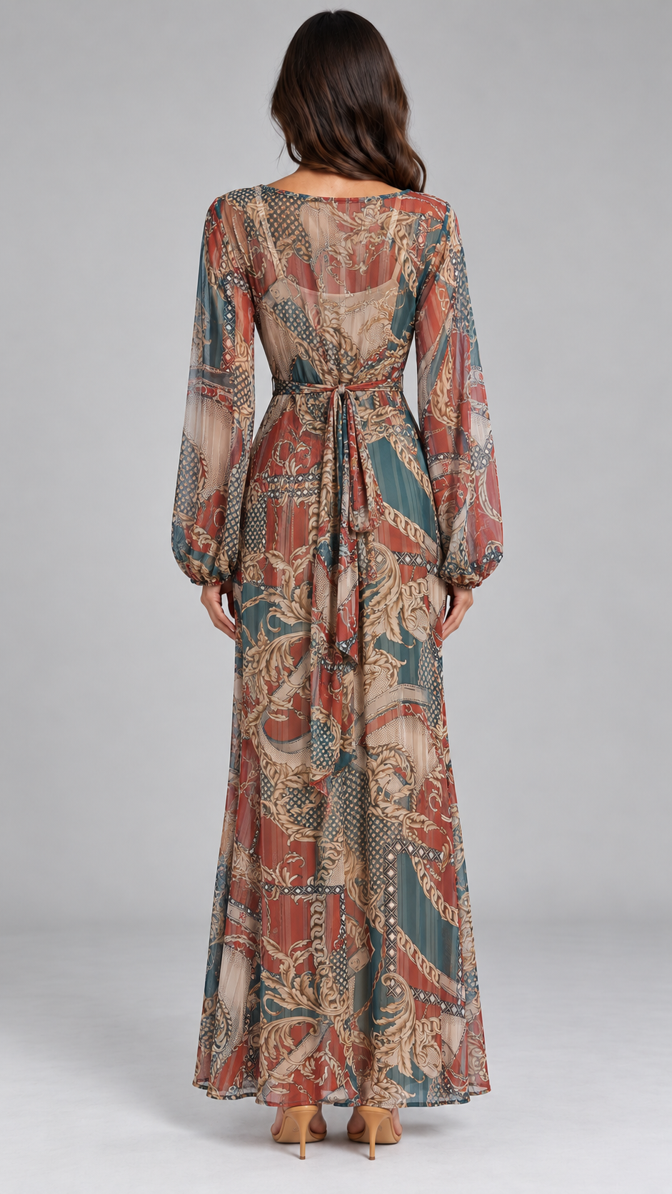 Odette Scarf Print Wrap Maxi Dress