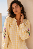 Hailey Embroidered Gingham Blouse