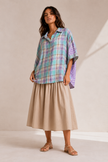 Liba Multicolor Plaid Colorblock Shirt
