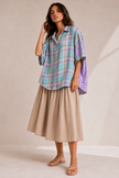 Liba Multicolor Plaid Colorblock Shirt