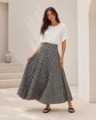 Tina Black Gingham Maxi Skirt