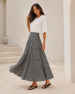 Tina Black Gingham Maxi Skirt