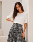 Tina Black Gingham Maxi Skirt