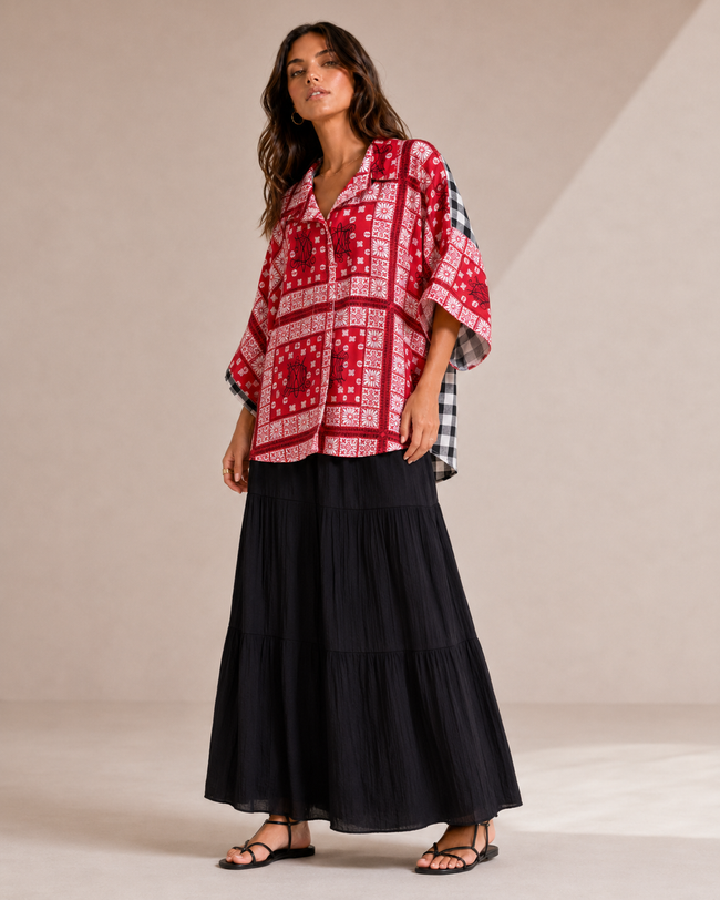 Eydel Bandana & Gingham Oversized Shirt