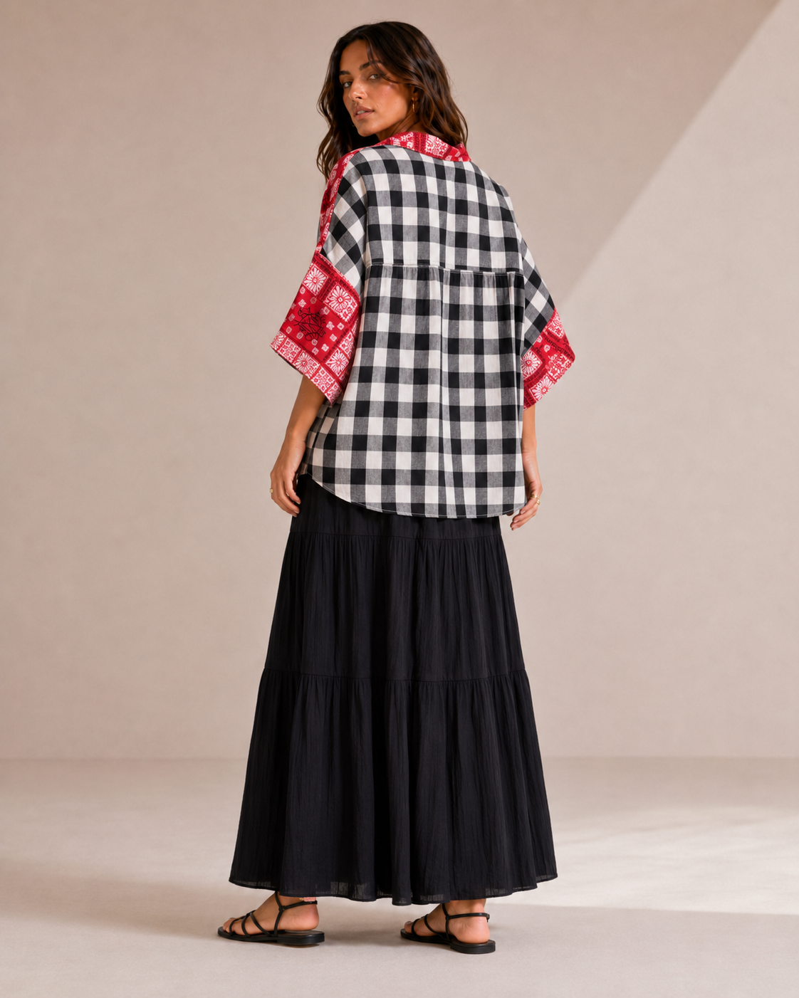 Eydel Bandana & Gingham Oversized Shirt