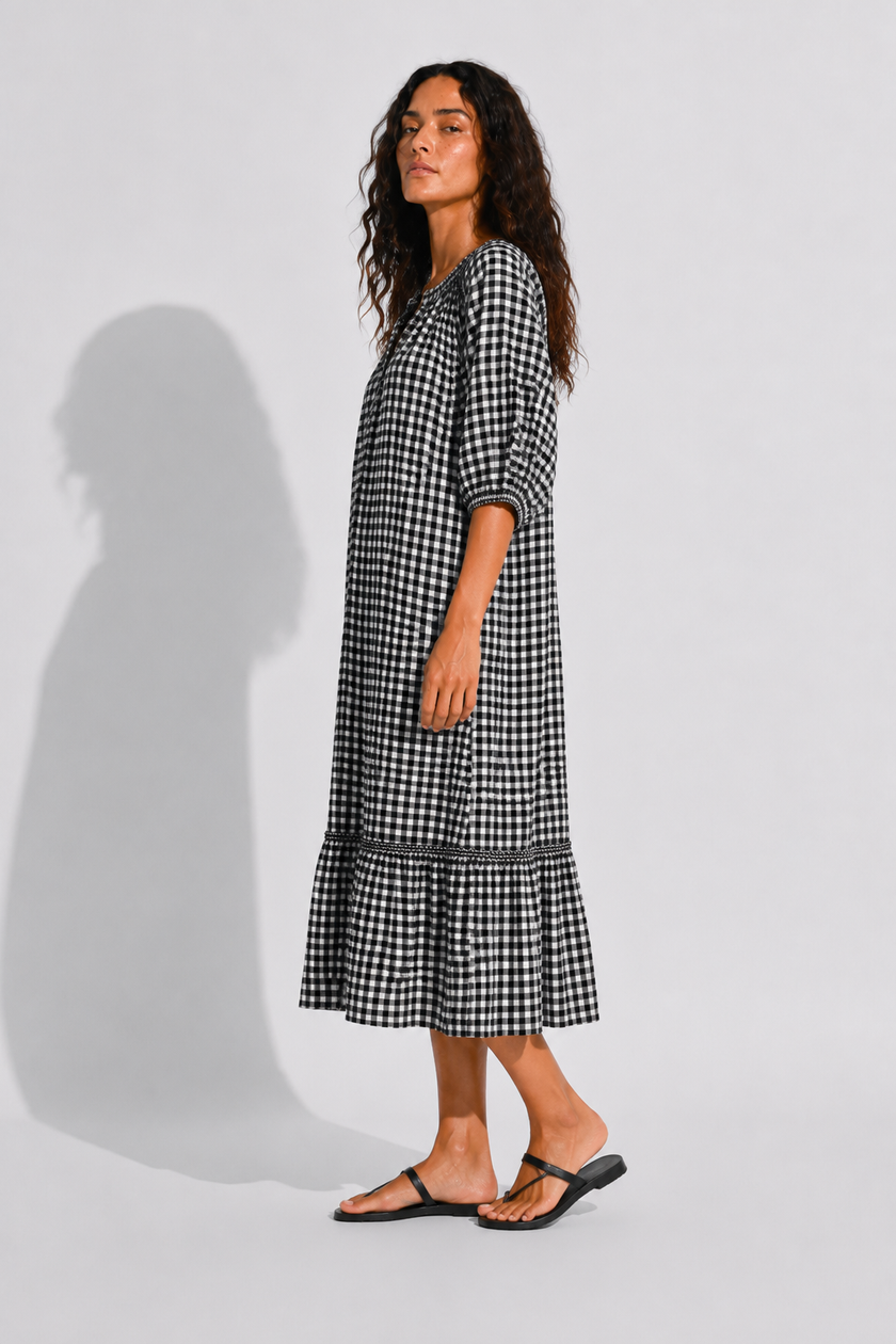 Sophie Black Gingham Midi Dress