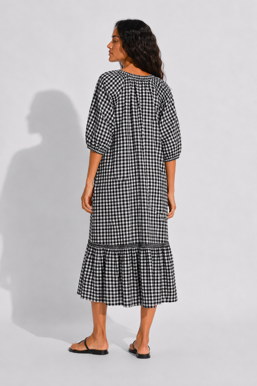 Sophie Black Gingham Midi Dress