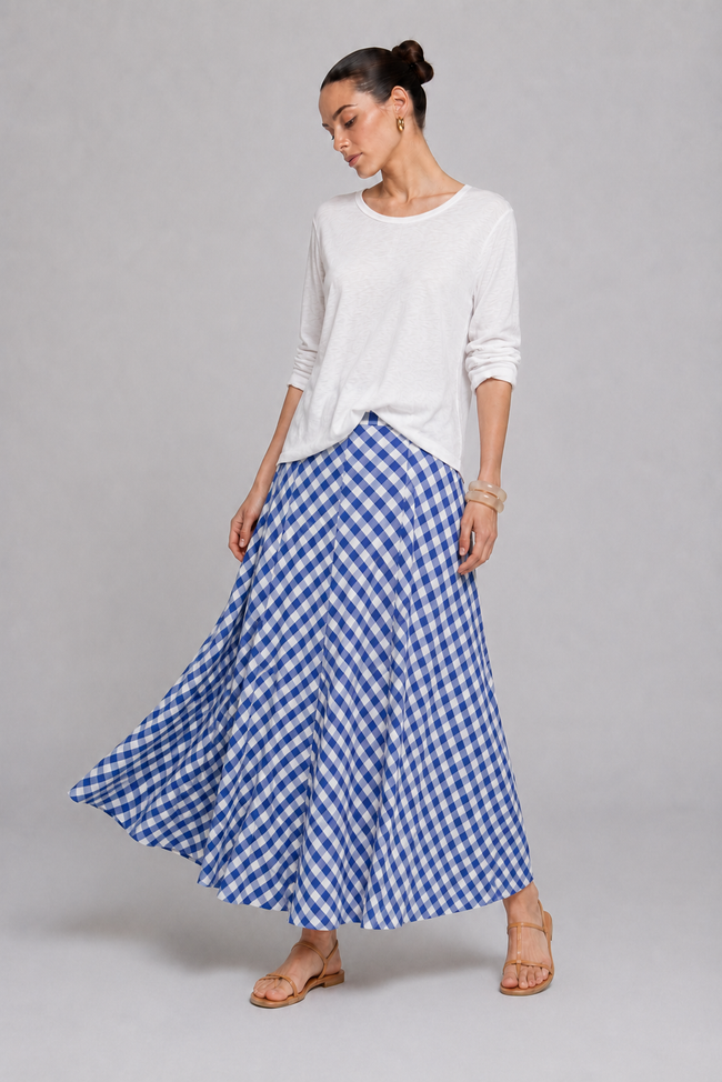 Brenda Gingham Maxi Skirt
