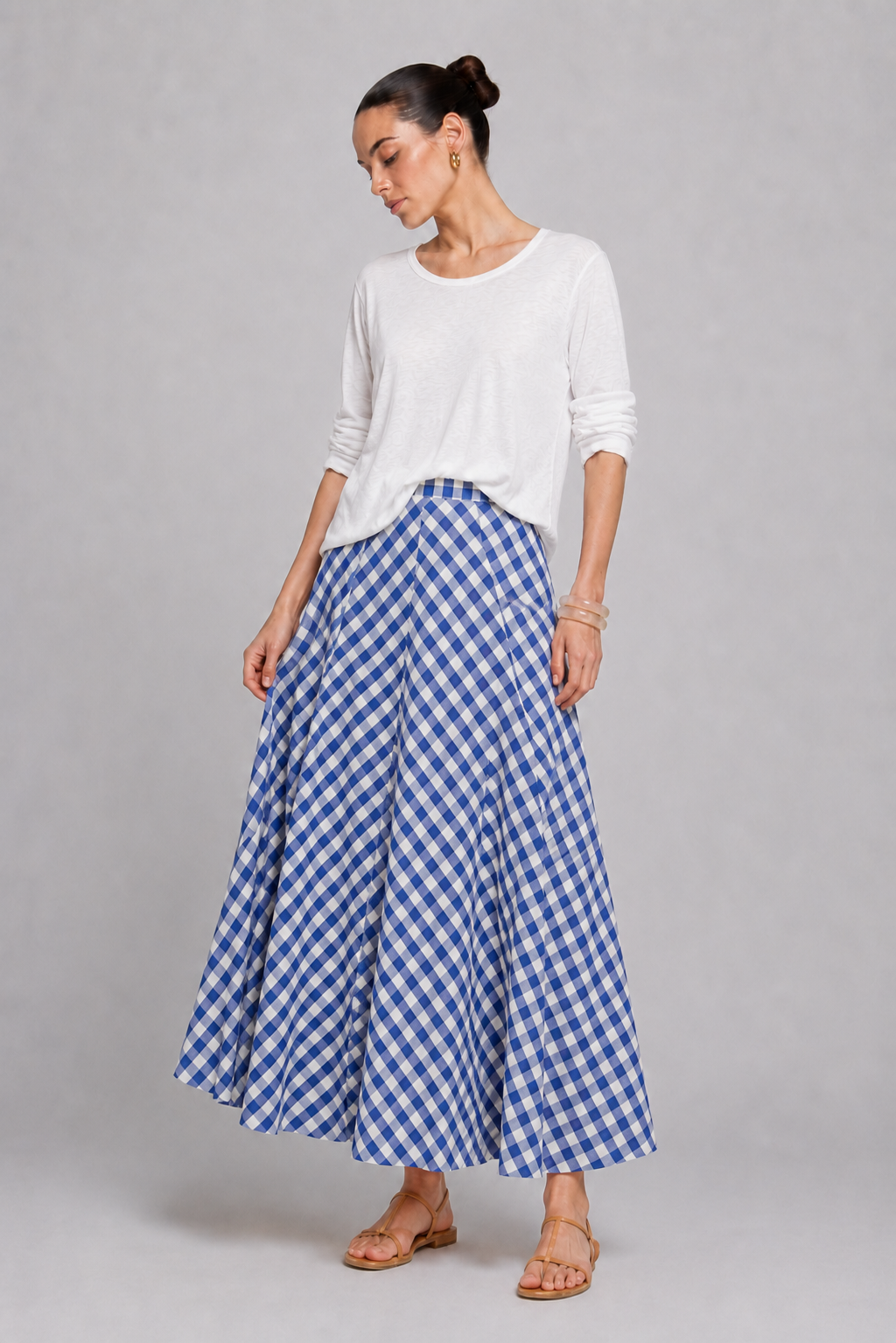 Brenda Gingham Maxi Skirt