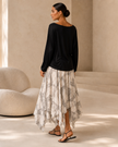 Suzanne Draped Boat-Neck Top