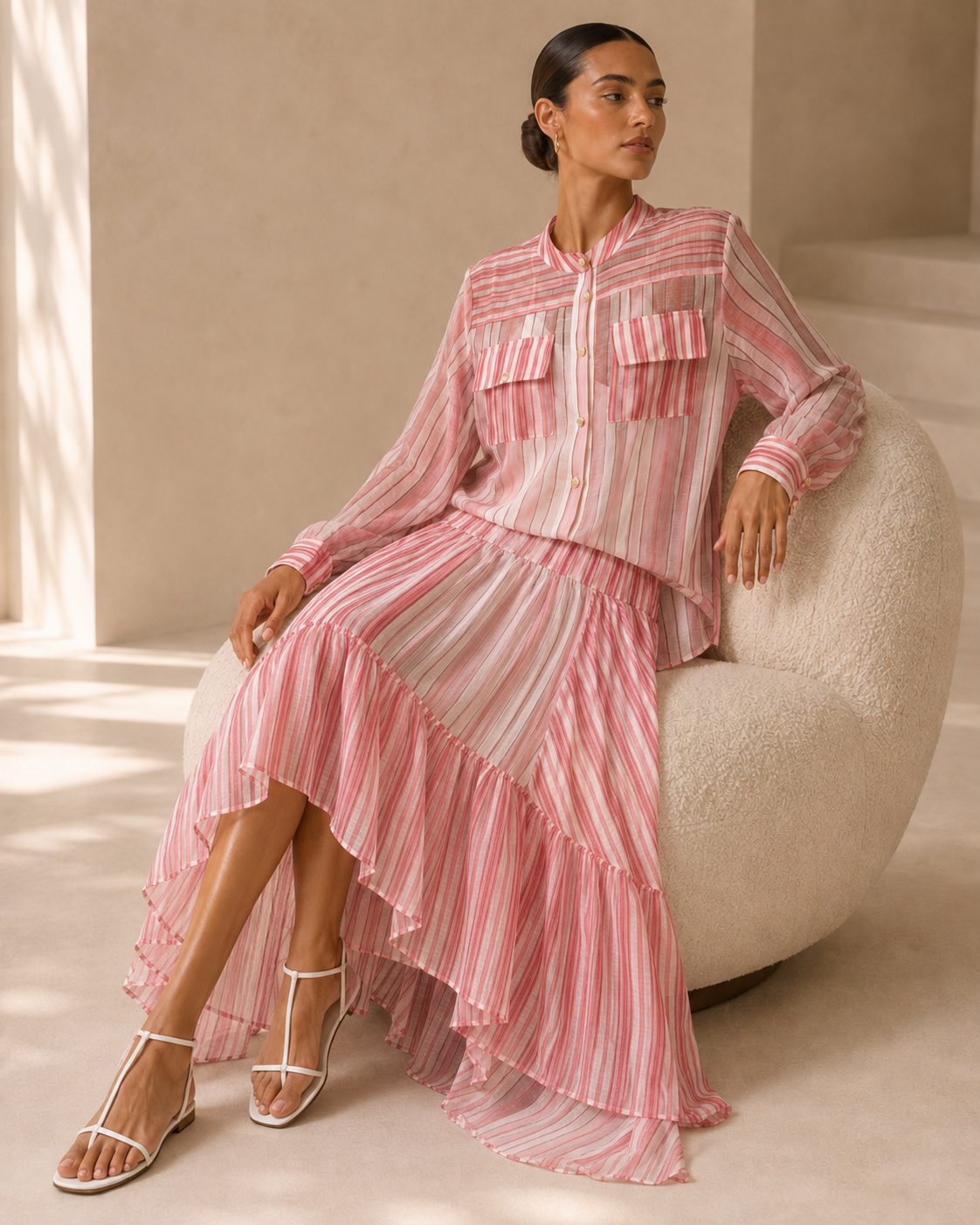 Rosalie Striped Shirt & Skirt Set