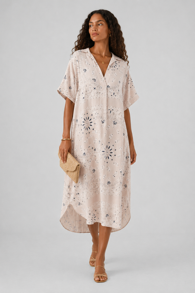 Lev Bandana Print Midi Shirt Dress