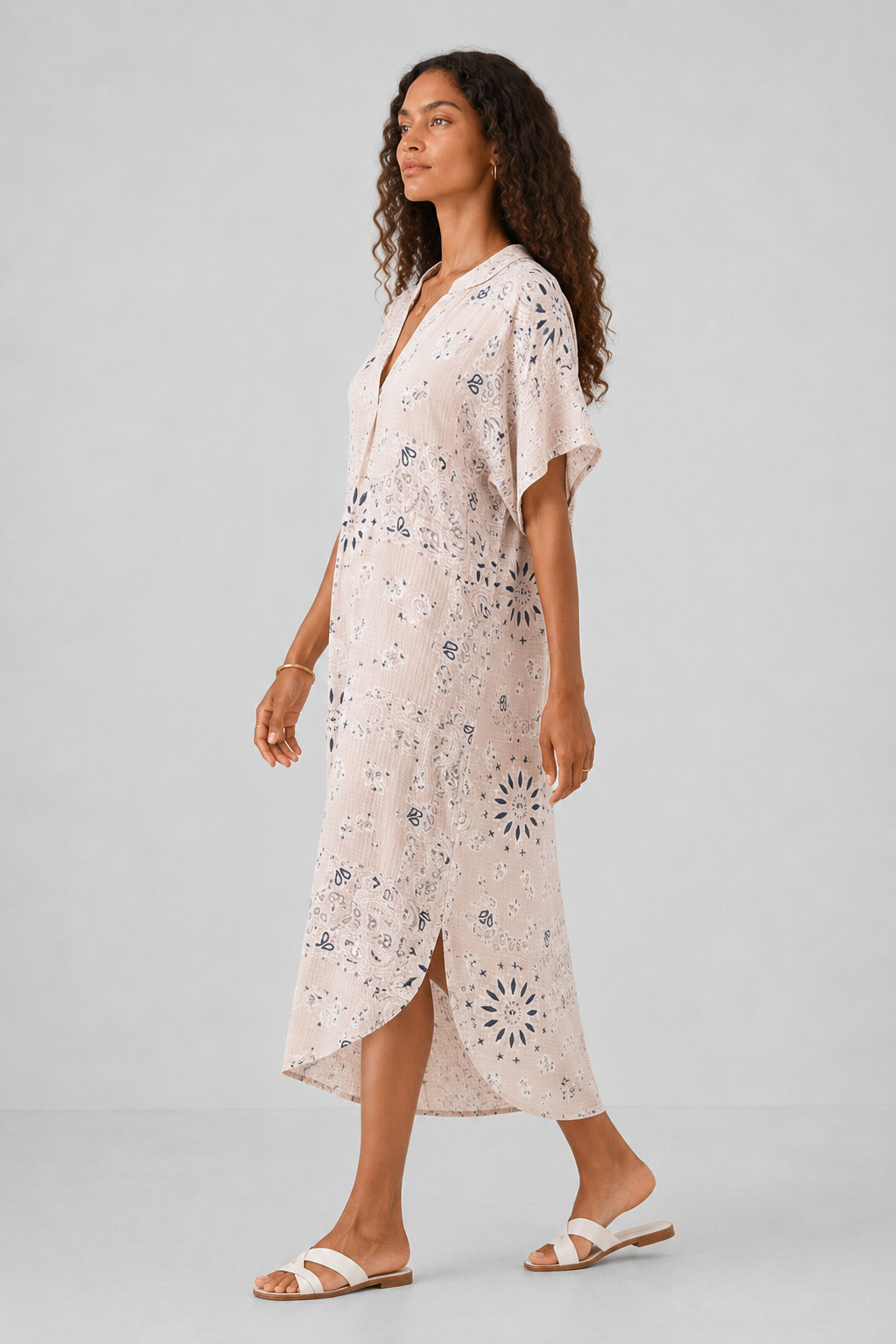 Lev Bandana Print Midi Shirt Dress
