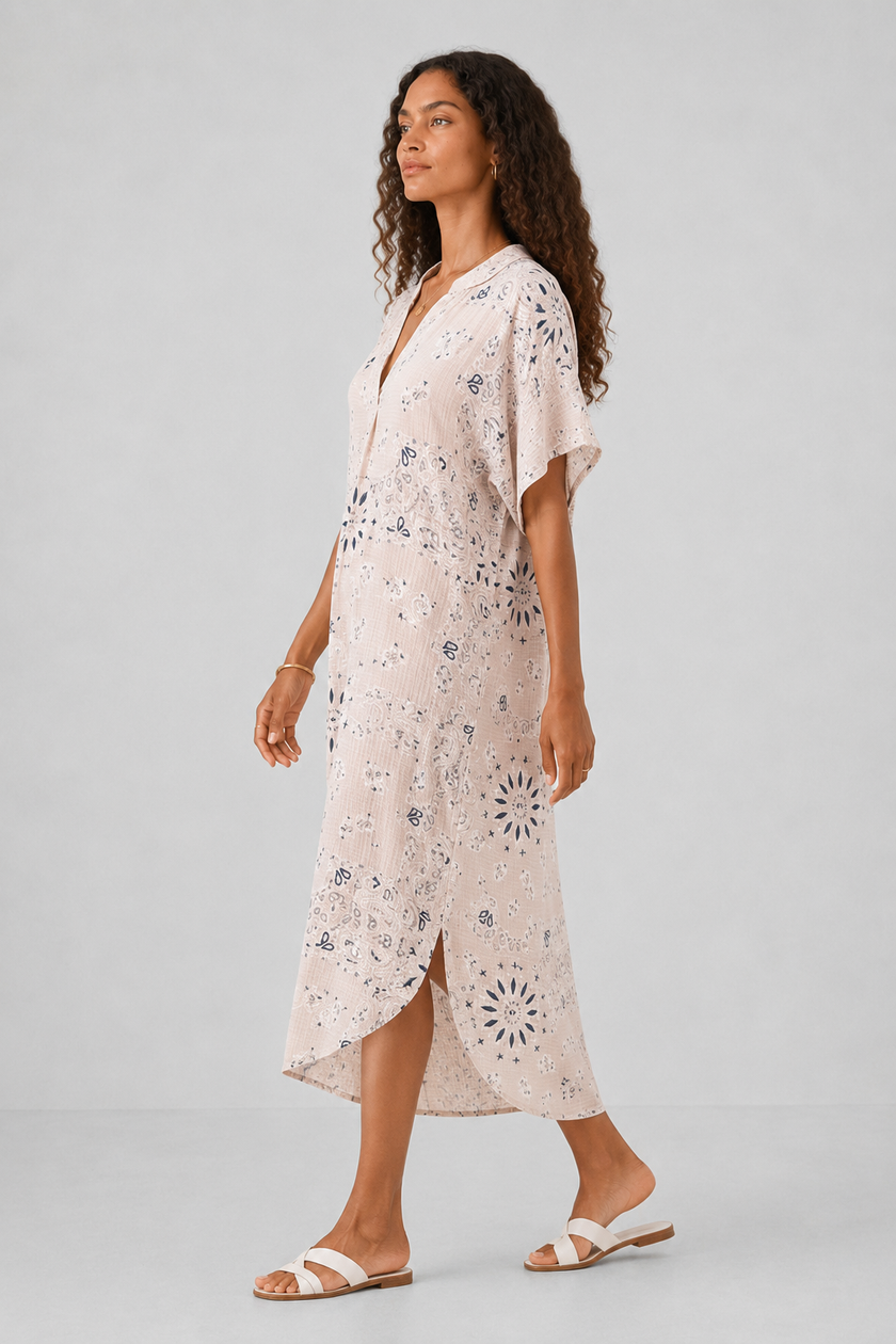 Lev Bandana Print Midi Shirt Dress