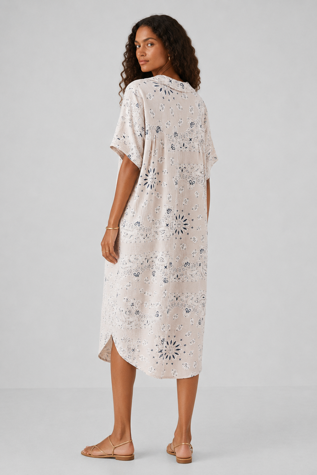 Lev Bandana Print Midi Shirt Dress