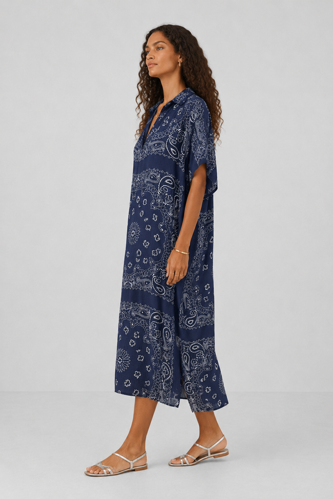 Lev Bandana Print Midi Shirt Dress