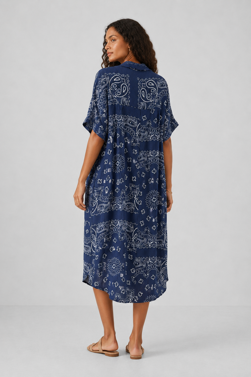 Lev Bandana Print Midi Shirt Dress