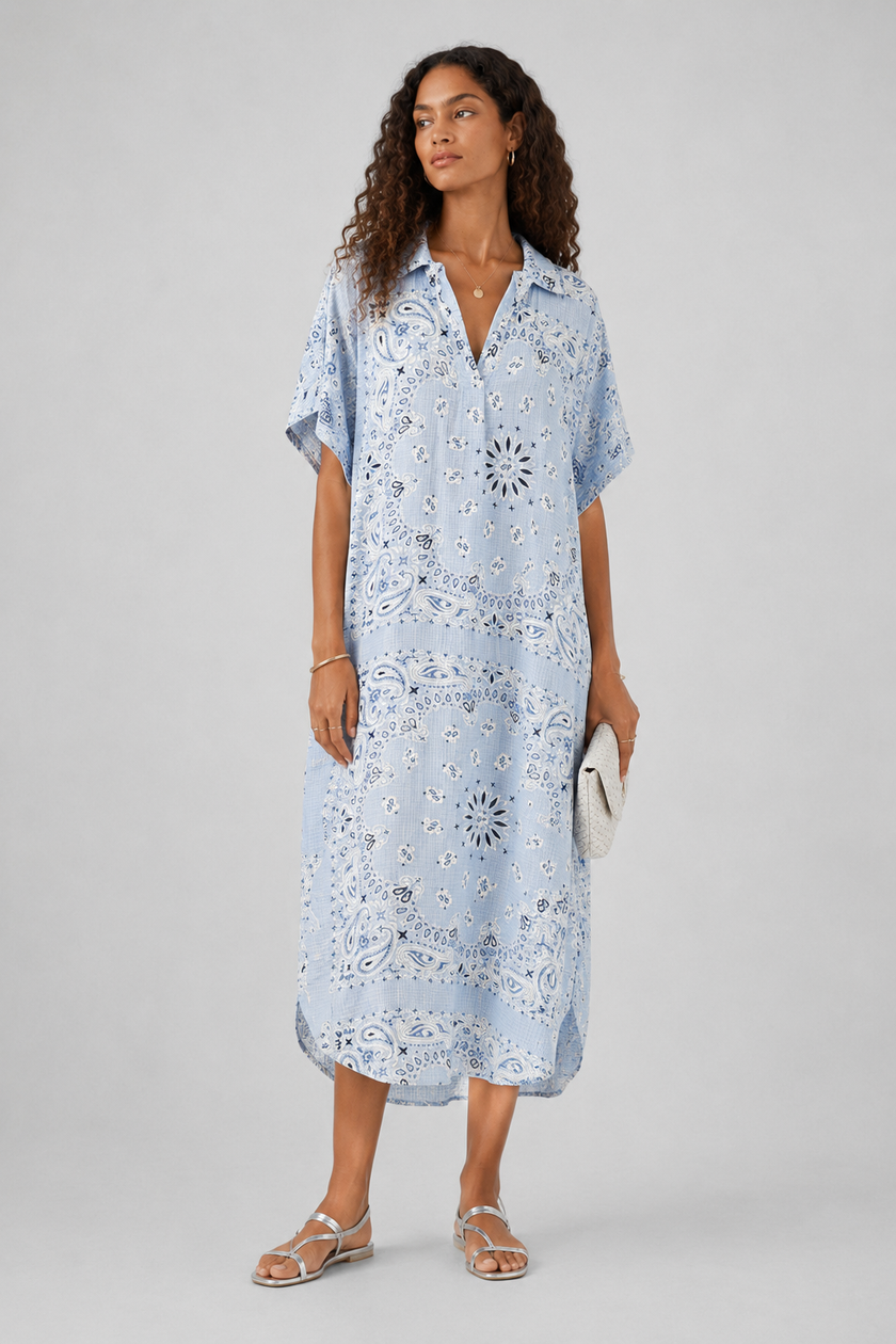 Lev Bandana Print Midi Shirt Dress