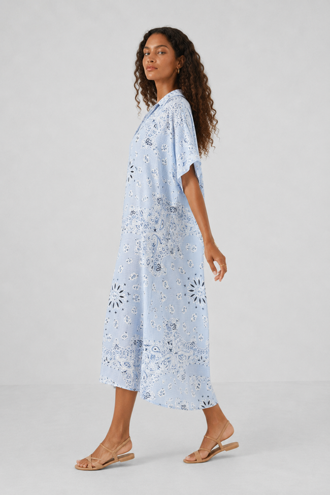 Lev Bandana Print Midi Shirt Dress