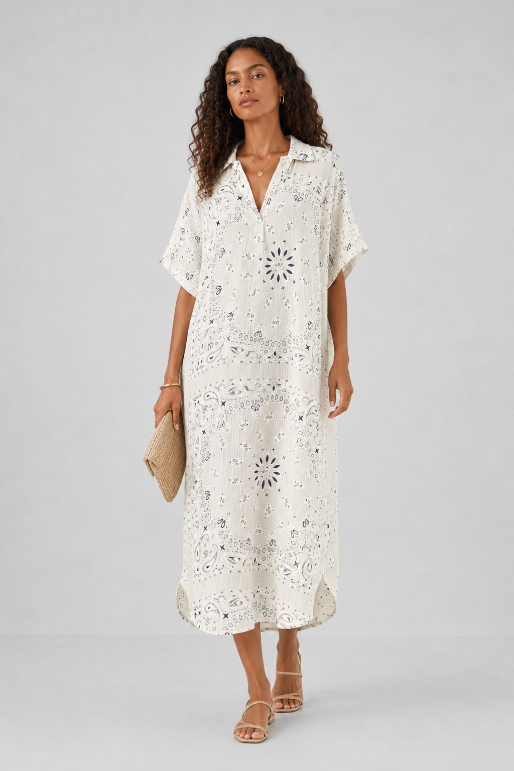 Lev Bandana Print Midi Shirt Dress