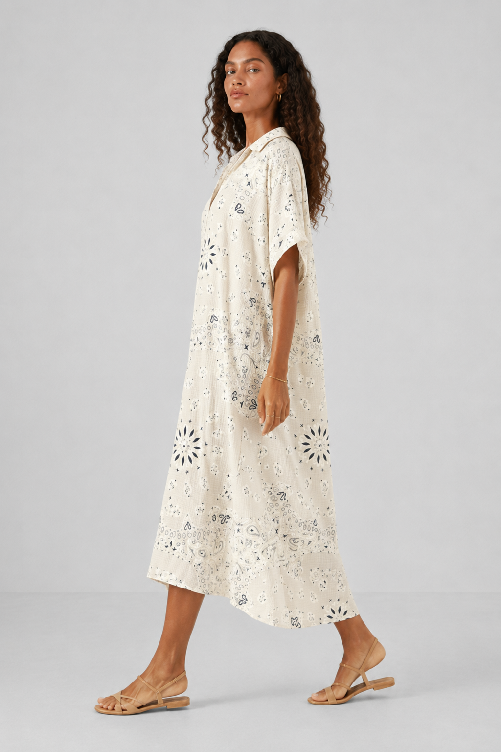 Lev Bandana Print Midi Shirt Dress