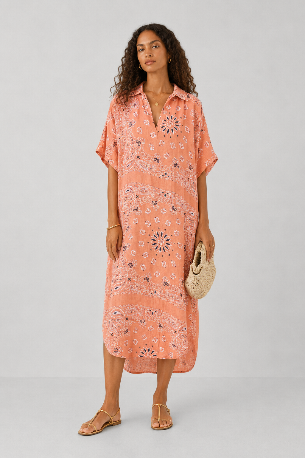 Lev Bandana Print Midi Shirt Dress