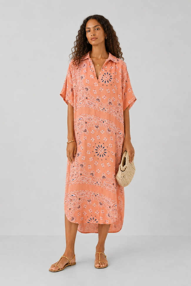 Lev Bandana Print Midi Shirt Dress