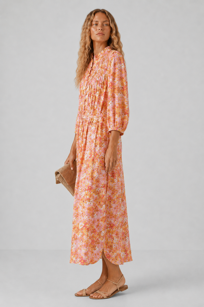Abi Floral Pleated Midi Dress