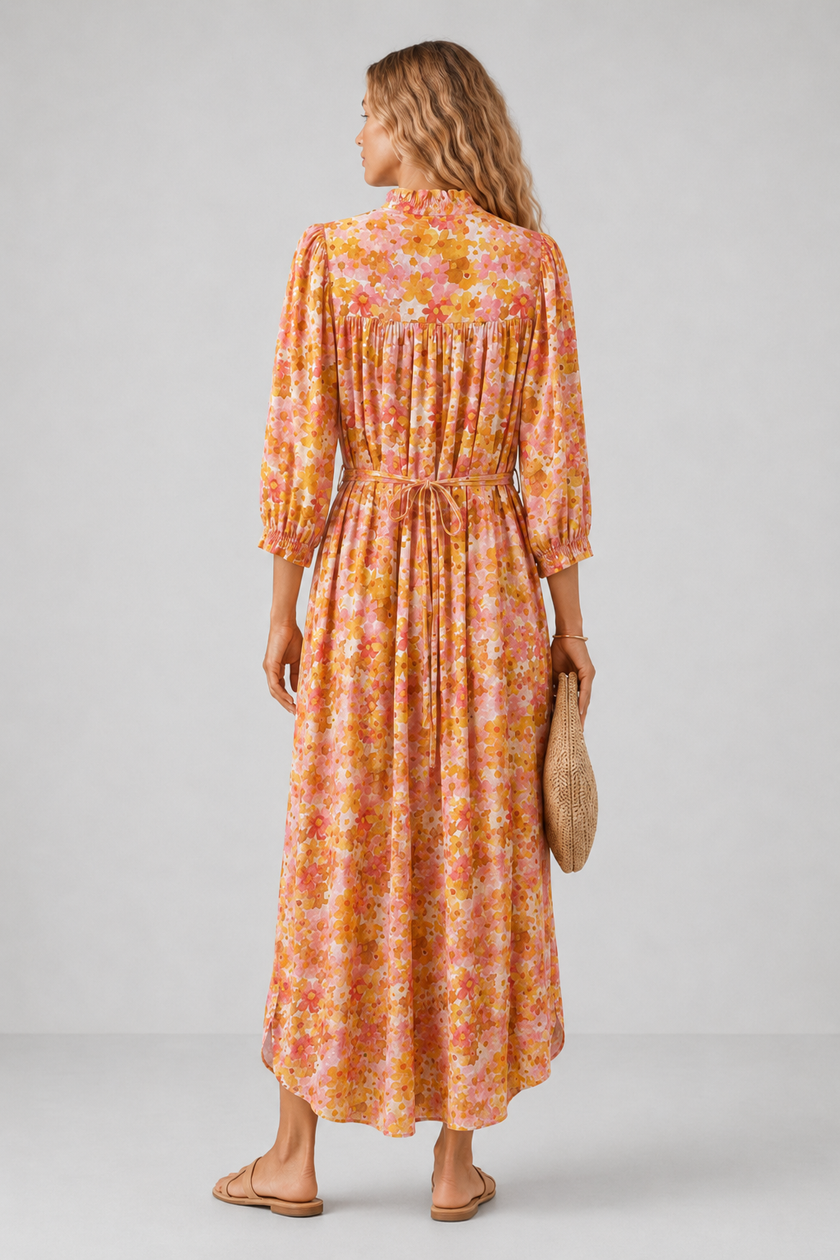 Abi Floral Pleated Midi Dress
