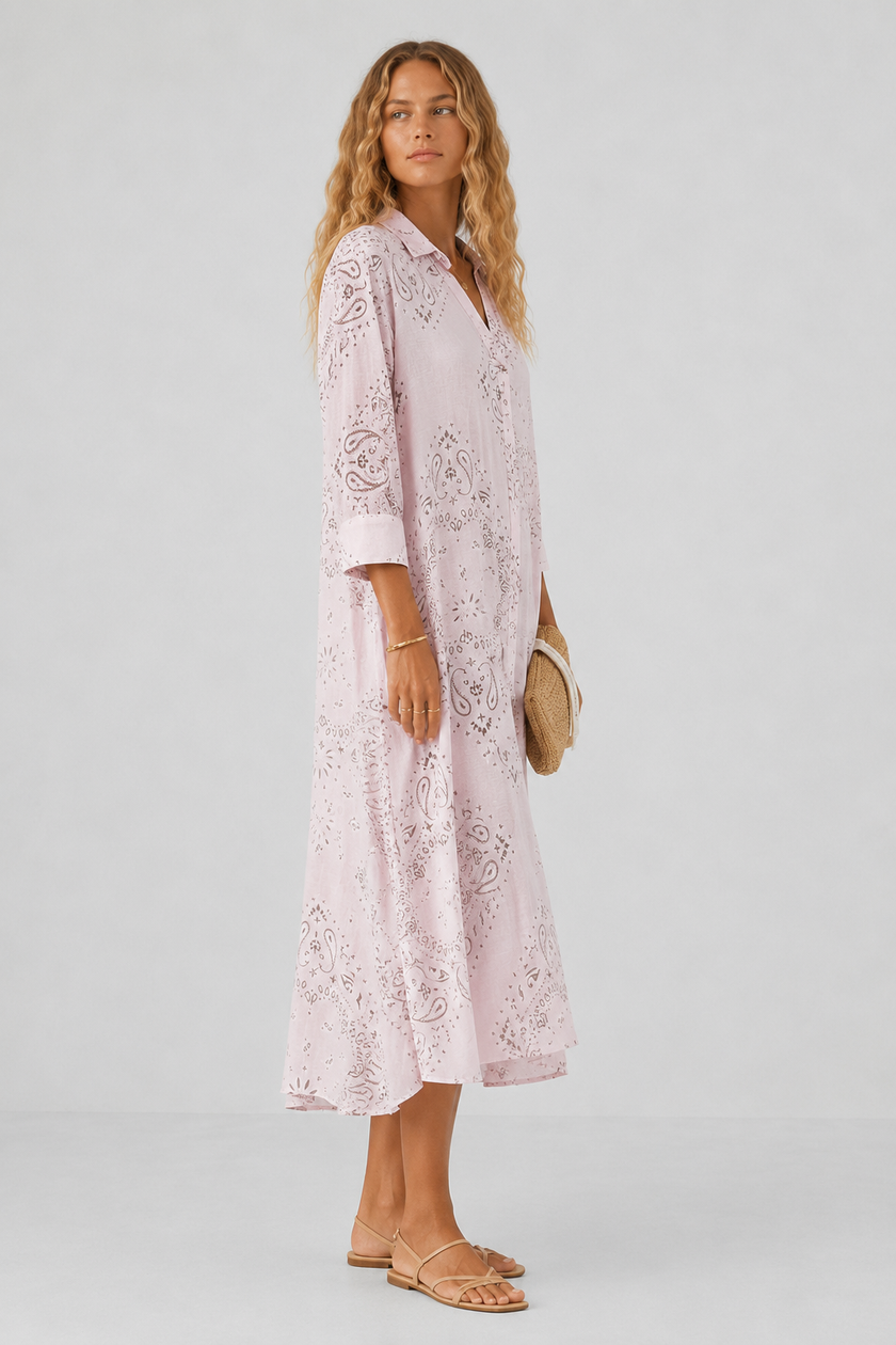 Johanna Paisley Print Shirt Midi Dress