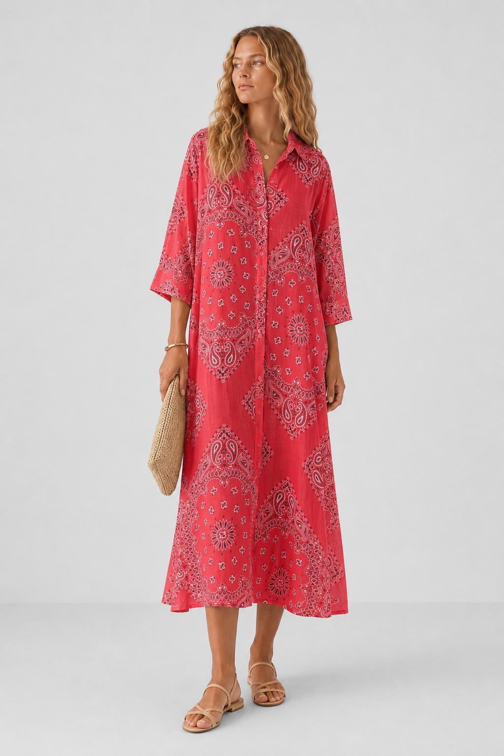Johanna Paisley Print Shirt Midi Dress