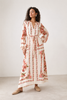 Sarit Ivory Floral Tie-Waist Maxi Dress