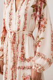 Sarit Ivory Floral Tie-Waist Maxi Dress