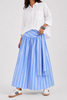 Blue Striped Wrap-Waist Maxi Skirt